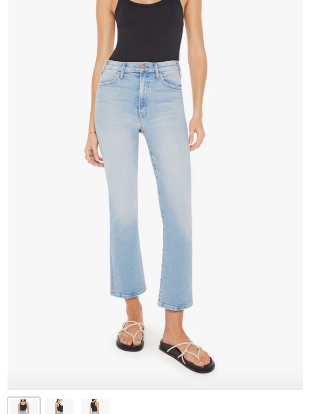 MOTHER Light Wash High-Rise Cropped Straight Jeans
